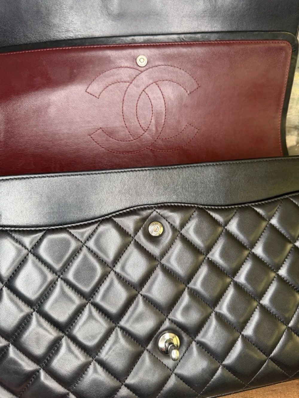 CHANEL MAXI Shoulder Bag with SILVER HARDWARE - Picture 11 of 14